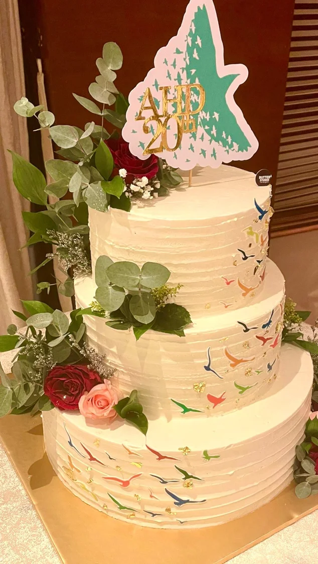 Three-tier floral celebration cake