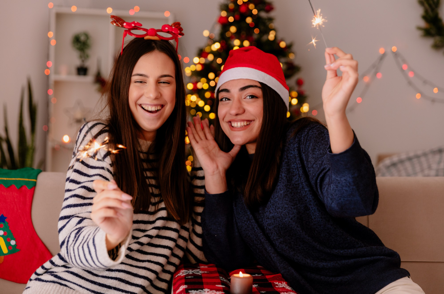 friends celebrating christmas